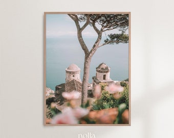 Villa Rufolo Ravello Print, Mediterranean Wall Art, Amalfi Coast, Summer Colorful Wall Art, Italy Printable, Seascape Wall Art, Floral Art