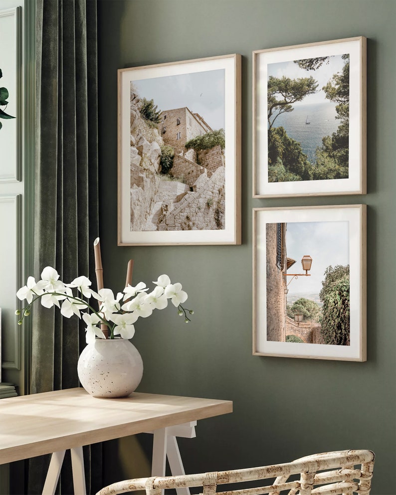 Italy Print Set of 3, Mediterranean Wall Art, Italian Countryside Prints, Rustic Printable, Italy Gallery Wall, Tuscany Print, Europe Travel image 2