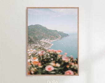 Mediterranean Wall Art, Amalfi Coast, Summer Colorful Wall Art, Italy Printable,  Floral Art, Positano Print, Coastal Photo Download Poster