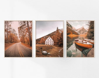 Autumn Gallery Wall Set of 3, Fall Print Set, Farmhouse Prints, Thanksgivings Home Decor, Autumn Colors, Nature Printable Wall Art