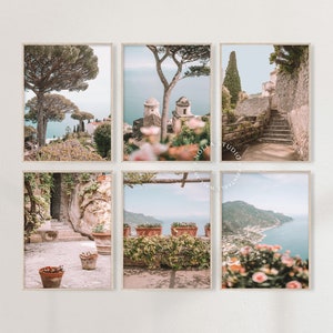 Amalfi Coast Set of 6, Ravello, Mediterranean Wall Art, Coastal Summer Decor, Italy Photography, Gallery Wall Prints, Printable Colorful Art