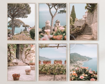 Amalfi Coast Set of 6, Ravello, Mediterranean Wall Art, Coastal Summer Decor, Italy Photography, Gallery Wall Prints, Printable Colorful Art