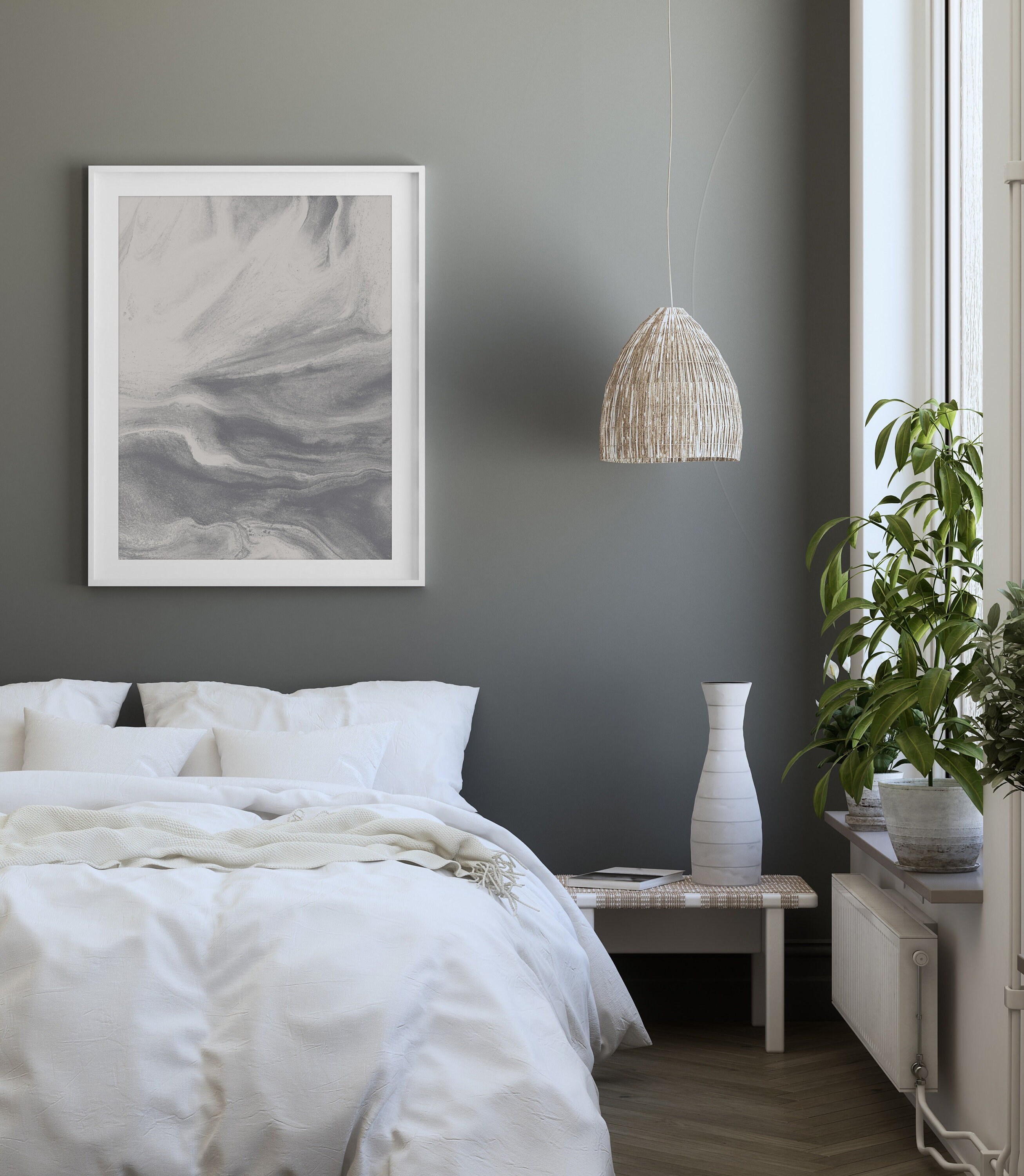 Monochrome Grey Marble Abstract Print Modern Art Printable Etsy