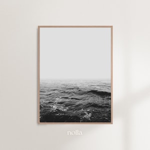 Impresiones oceánicas en blanco y negro, Océano Pacífico, Impresión minimalista, Olas marinas, Arte moderno de la pared, Fotografía marina, Impresión de arte costero de playa, Costal