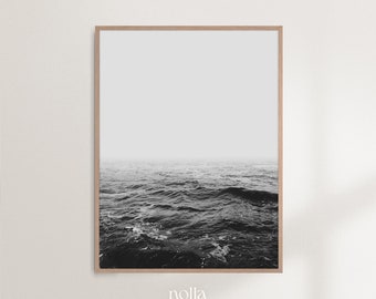 Black and White Ocean Prints, Pacific Ocean, Minimalist Print, Sea Waves, Modern Wall Art, Sea Photography, Beach Coastal Art Print, Costal
