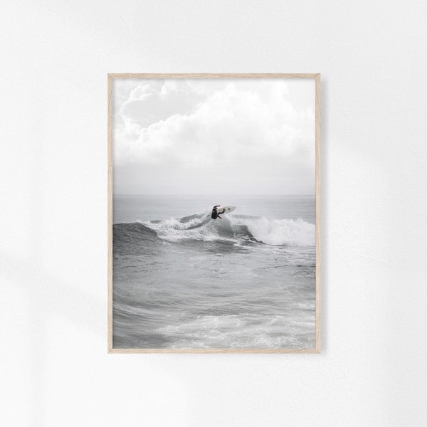 Surfer Print, Ocean Wall Art, Muted Surf Photography, Coastal Printable Art, California Coastal Poster, Minimalist Surfing, Digital Prints