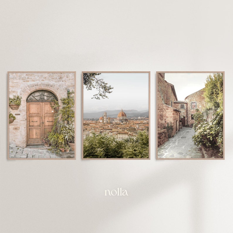 Florenz Wandkunst, Italien-Reise-Poster, Florenz Architektur-Set mit 3 Drucken, Italienisches Dorf Foto, Italienische Landschaft, Toskana druckbar Bild 1