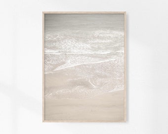 Beach Print, Coastal Wall Art, Beige Print, Earthy Tones Ocean, Minimal Coastal, Pale Ocean Print,Texture Natural Tones, Sea Waves Printable
