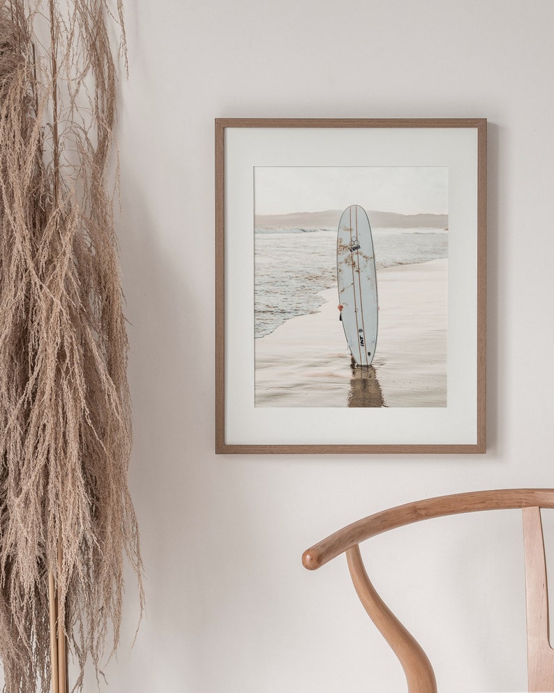 Surfboard Print, Surfing Poster, Sand Beach Poster, Minimalist Surfer, Calming Wall Art, Coastal Printable, California Surf Art, Summer Art image 4