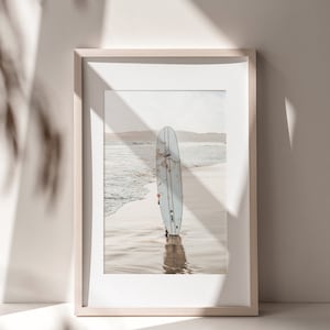 Surfboard Print, Surfing Poster, Sand Beach Poster, Minimalist Surfer, Calming Wall Art, Coastal Printable, California Surf Art, Summer Art image 5