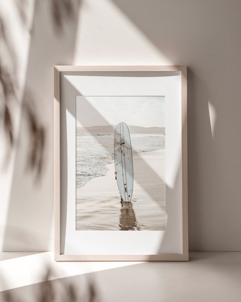 Surfboard Print, Surfing Poster, Sand Beach Poster, Minimalist Surfer, Calming Wall Art, Coastal Printable, California Surf Art, Summer Art image 5