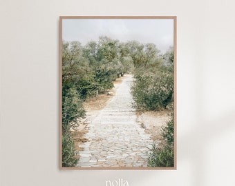 Mediterranean Wall Art, Italian Countryside Prints, Summer Italy Print, Rustic Printable, Tuscany Print, Europe Art Decor, Stone Forest Path