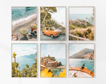 Italy Prints Set of 6 – Mediterranean Wall Art, Amalfi Coast and Cinque Terre Photos – Coastal Printable Decor