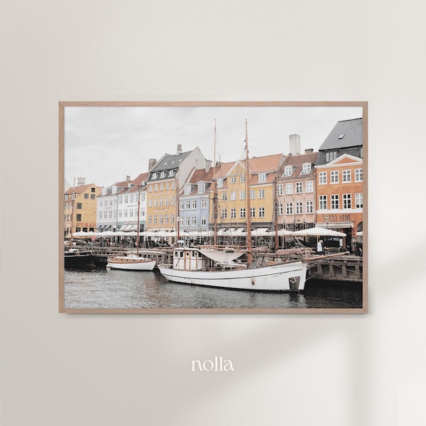 Copenhagen Nyhavn Print, Denmark Photo, Pastel Print, Landmark Travel Poster, Canal Copenhagen, Scandinavian Art, Hygge, City Art Printable