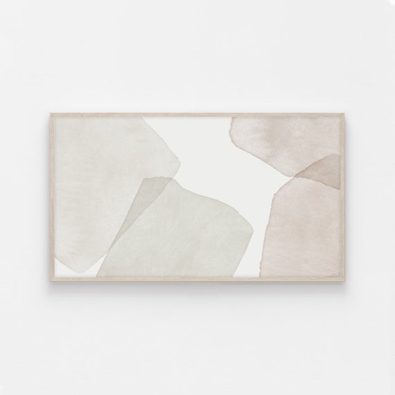 Samsung Frame TV Art, Abstract Frame Art, Grey Green Watercolour Art, Beige Watercolour, Art Print for Digital TV, Original Digital Art,