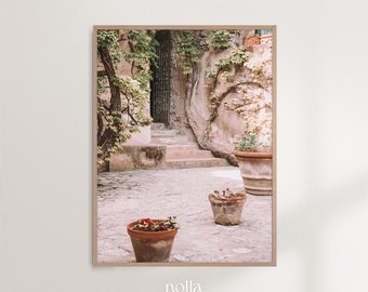 Italy Print, Mediterranean Wall Art, Amalfi Coast, Summer Colorful Wall Art, Italy Printable,  Floral Art, Ravello Countryside Village