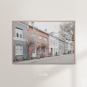 Copenhagen Print, Denmark Photography, Scandinavian City, Travel Printable City Art, Minimalist House, Colorful Wall Art, Street Photography