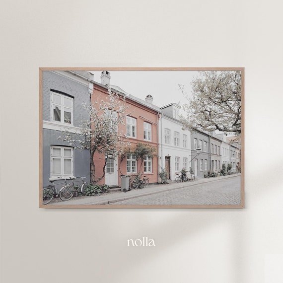 Copenhagen Print, Denmark Photography, Scandinavian City, Travel Printable City Art, Minimalist House, Colorful Wall Art, Street Photography