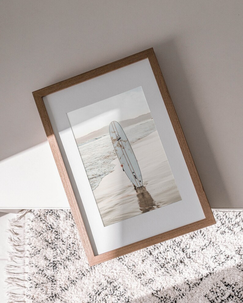 Surfboard Print, Surfing Poster, Sand Beach Poster, Minimalist Surfer, Calming Wall Art, Coastal Printable, California Surf Art, Summer Art image 3