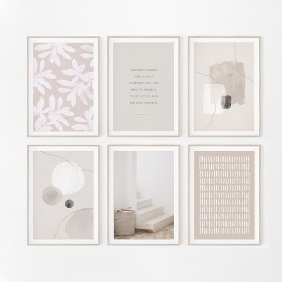 Boho Gallery Wall Set of 6 Prints, Bohemian Wall Art Set, Neutral Wall Art, Modern Contemporary, Original Artwork, Abstract Home Decor Print