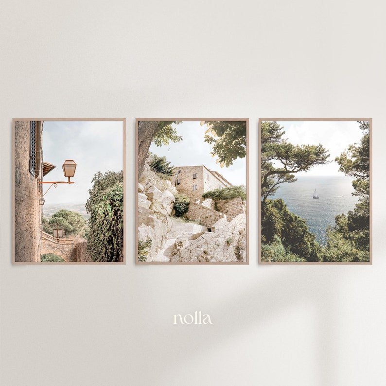 Italy Print Set of 3, Mediterranean Wall Art, Italian Countryside Prints, Rustic Printable, Italy Gallery Wall, Tuscany Print, Europe Travel image 1