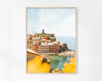 Cinque Terre Druck, Vernazza druckbare Kunst, italienischer Druck, Küsten Italien Foto Wandkunst, Cinque Terre, Italien Reiseplakat, digitaler Download