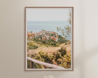 Impresión de Corniglia Cinque Terre, póster de Italia, arte mural de Cinque Terre, arte fotográfico de Italia, arte imprimible de Liguria, estética italiana, arte mural costero