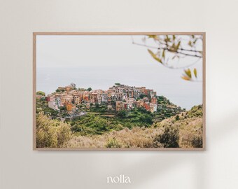 Corniglia Cinque Terre Print, Cinque Terre Wall Art, Italia Photo Art, Cartel de Italia, Arte imprimible de Liguria, Estética de Italia, Arte de la pared costera