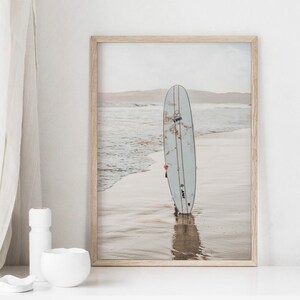 Surfboard Print, Surfing Poster, Sand Beach Poster, Minimalist Surfer, Calming Wall Art, Coastal Printable, California Surf Art, Summer Art image 9