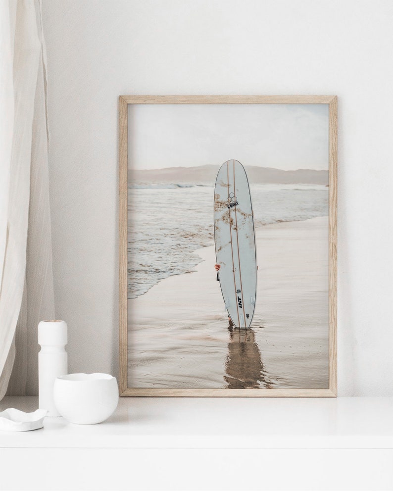 Surfboard Print, Surfing Poster, Sand Beach Poster, Minimalist Surfer, Calming Wall Art, Coastal Printable, California Surf Art, Summer Art image 9