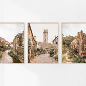 Edinburgh Scotland Set of 3, Old City Art Prints, Printable Wall Art, Europe Travel Print, Edinburgh Old Town, Scotland Village Street Art