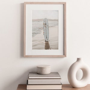 Surfboard Print, Surfing Poster, Sand Beach Poster, Minimalist Surfer, Calming Wall Art, Coastal Printable, California Surf Art, Summer Art image 8