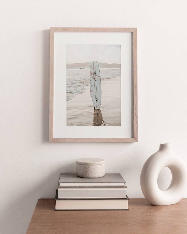 Surfboard Print, Surfing Poster, Sand Beach Poster, Minimalist Surfer, Calming Wall Art, Coastal Printable, California Surf Art, Summer Art image 8