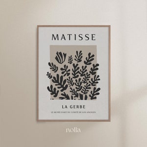 Henri Matisse Inspired Print, La Gerbe Modern Art, Floral Cutout Exhibition Poster, Minimalist Neutral Wall Art, Abstract Scandinavian Decor