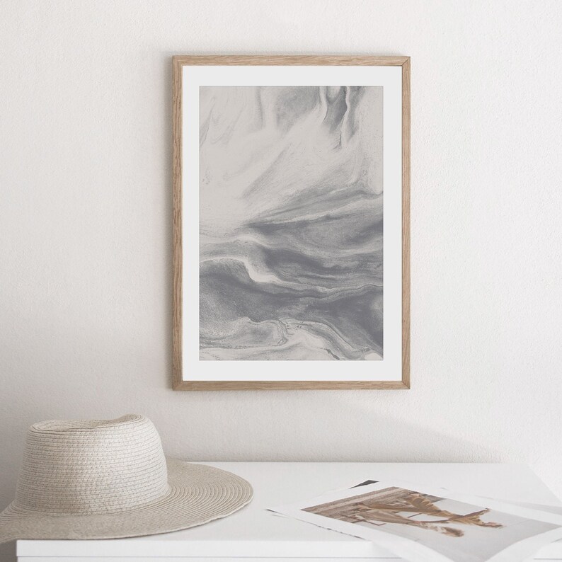 Monochrome Grey Marble Abstract Print Modern Art Printable Etsy