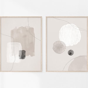 2 Piece Abstract Mid Century, Abstract Geometric Print, Brush Strokes, Original Artwork, Contemporary Prints, Large Wall Art, Set of 2
