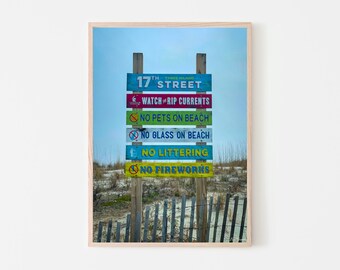 Tybee Island Beach Sign Printable Wall Art, Beach House Home Decor, Savannah GA Prints