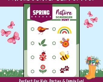 Nature Scavenger Hunt Printable | Spring Outdoor Activity | Kids Nature Game | Homeschool Fun | Printable Nature Scavenger Hunt for Family