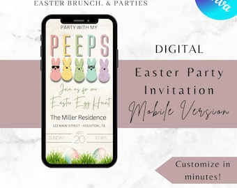Easter Egg Hunt Invitation Digital | Editable Easter Party Invite | Digital Download & Printable