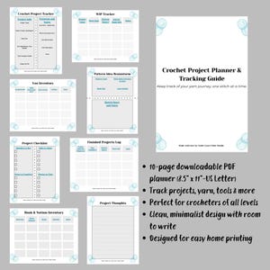 Crochet Planner Digital | Printable Crochet Project Organizer PDF | Yarn Inventory, Pattern & WIP Tracker | Crochet Journal for Crafters