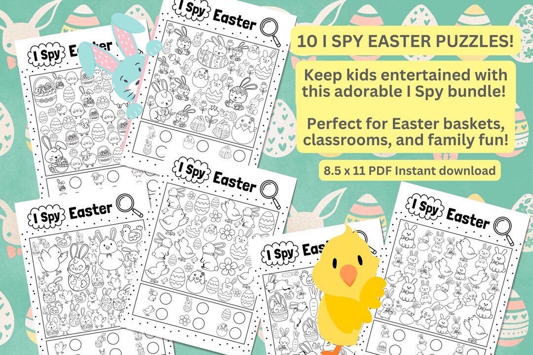 I Spy Printable Bundle With 10 Fun Seek and Find Games, Easter Activity ...