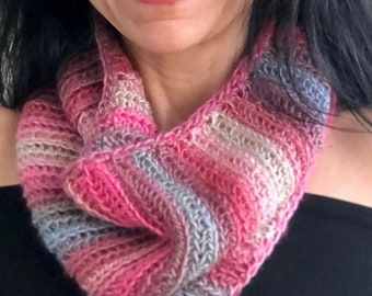 Crochet Cowl Lightweight Colorful Neckwear for Chilly Weather Perfect Spring Fall Layering Accessory