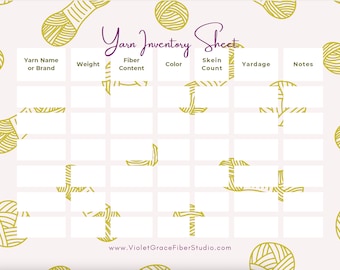 Yarn Inventory Tracker, Printable Stash Organizer for Knitting & Crochet, Digital Download Planner