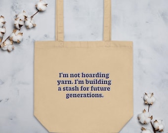 Yarn Bag on the Go, funny crochet tote, organic cotton yarn storage, ideal gift for knitters and crocheters