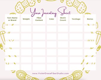 Yarn Inventory Tracker, Printable Stash Organizer for Knitting & Crochet, Digital Download Planner