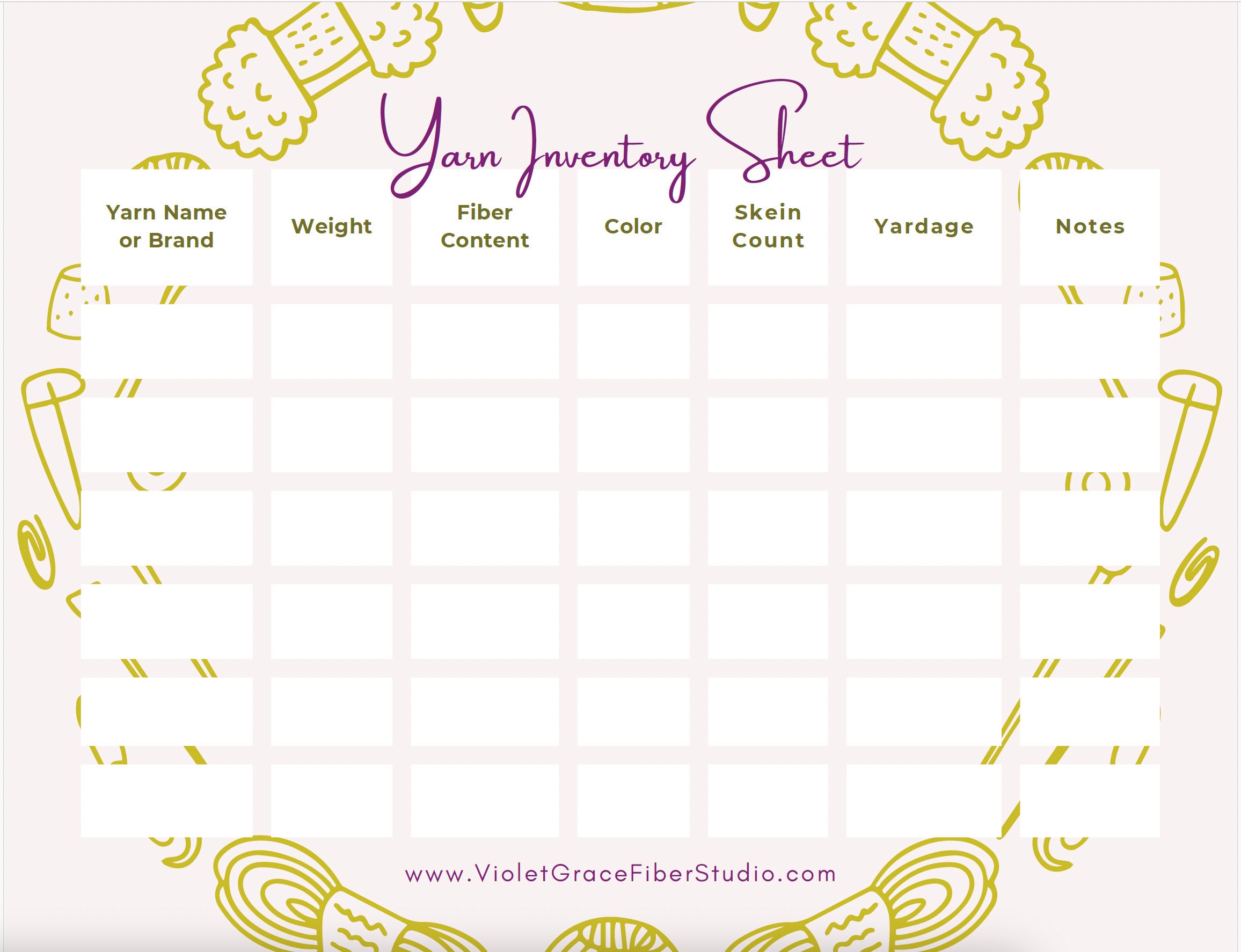Yarn Inventory Yarn Inventory/ Yarn Stash Tracker: Printable PDF - Etsy