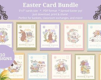 Easter Card Printable | Christian Religious Easter Cards | Printable Greeting Cards Blessed Easter Wishes DIY Church Gifts