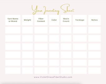 Yarn Inventory Tracker, Printable Stash Organizer for Knitting & Crochet, Digital Download Planner