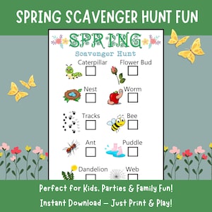 Outdoor Scavenger Hunt Cards Printable | Spring Activity for Preschool Kids | Nature Family Game for Classroom Fun