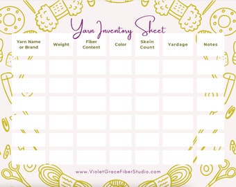 Yarn Inventory Tracker, Printable Stash Organizer for Knitting & Crochet, Digital Download Planner